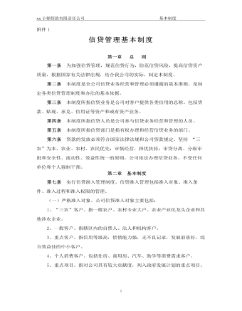 公司管理制度（適用于信貸公司）