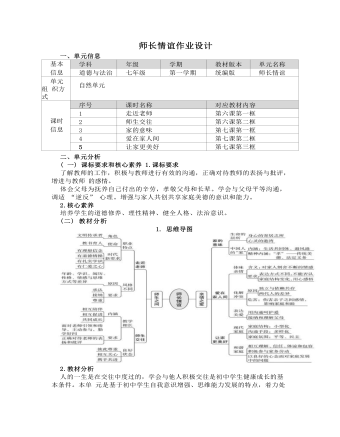 初中道德與法治七年級上冊師長情誼1作業(yè)設(shè)計