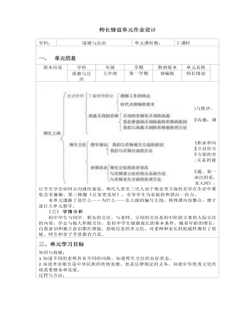 初中道德與法治七年級上冊師長情誼4作業(yè)設(shè)計